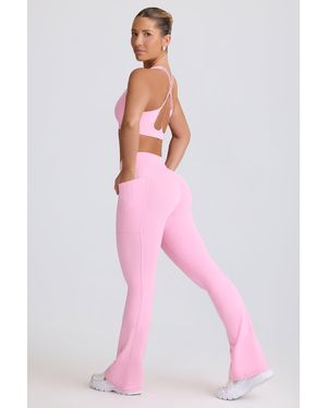 BO+TEE Soft Active V-Waist Pocket Flared Leggings - Pink