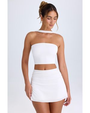 Oh Polly Ruched Mid-Rise Mini Skirt - White
