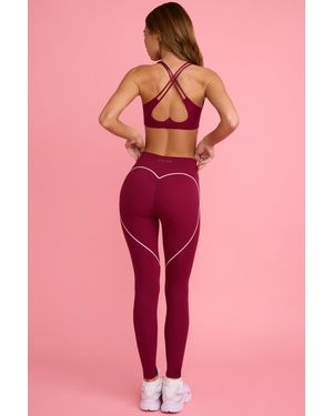 BO+TEE Soft Active Mid-Rise Leggings - Red