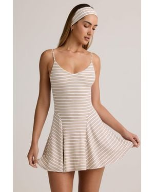 Oh Polly Modal Ribbed Tie-Back A-Line Mini Dress - Multicolour