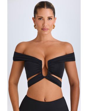 Oh Polly Cut-Out Off-Shoulder Crop Top - Black
