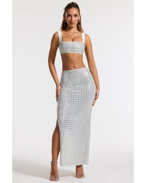 Oh Polly Embellished Mid Rise Maxi Skirt - Metallic
