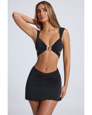 Oh Polly Ruched A-Line Mini Skirt - Black
