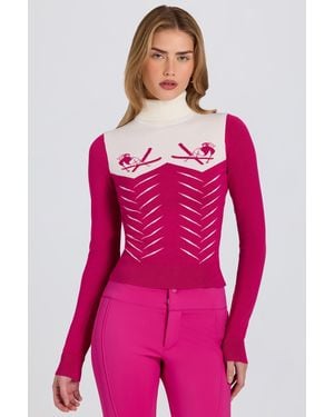 BO+TEE Knit Long-Sleeve Fitted Top - Pink
