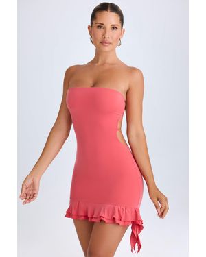 Oh Polly Ruffle-Trim Cut-Out Bandeau Mini Dress - Pink