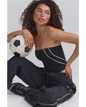 BO+TEE Soft Active Contrast-Trim Bandeau Top - Black