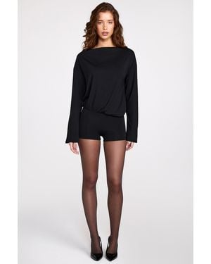 Oh Polly Modal Long-Sleeve Backless Romper - Black