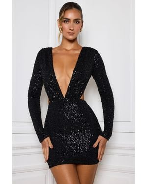 Oh Polly Embellished Cut-Out Mini Dress - Black