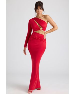 Dead Single Sleeve Cut Out Evening Gown - Multicolour