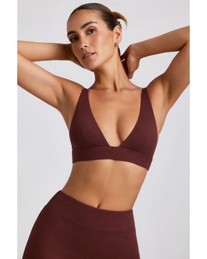 Oh Polly Ribbed Modal Triangle Bralette - Brown