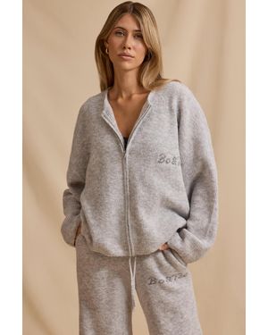 BO+TEE Oversized Zip-Up Cardigan - Grey