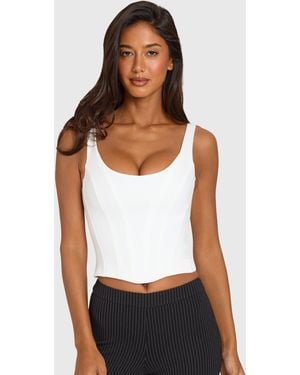 Oh Polly Ponte Corset Top - White