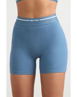 Bo&Tee High-Waist Mini Shorts - Blue