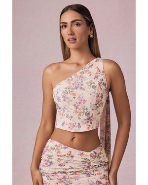 Oh Polly Scarf-Detail One-Shoulder Top - Multicolour