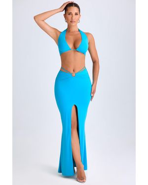 Oh Polly Hardware-Detail Mid-Rise Maxi Skirt - Blue
