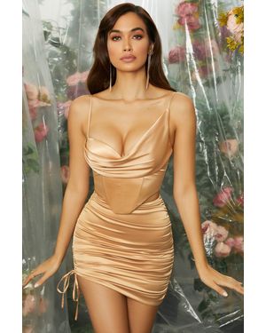 EBY Asymmetric Drape Mini Skirt - Natural