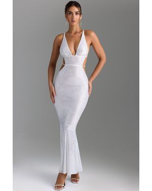 Oh Polly Embellished Cut-Out Backless Maxi Dress - White