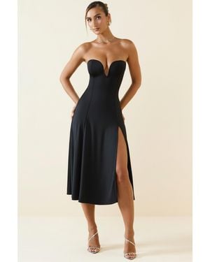 Oh Polly Slinky Jersey Strapless A-Line Midaxi Dress - Black