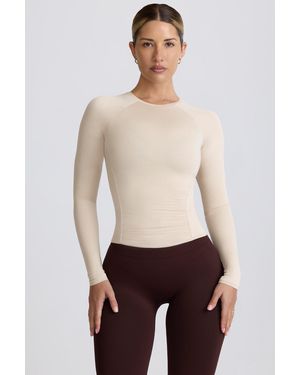 BO+TEE Modal Ruched Long-Sleeve Top - Natural