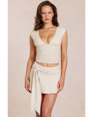 Oh Polly Modal Plunge Top - White