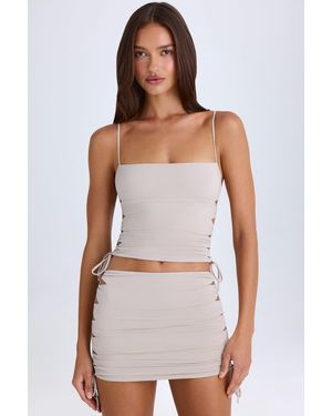 Oh Polly Ruched Cut-Out Mini Skirt - Brown