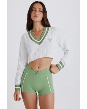 BO+TEE Cable Knit Cotton Cropped Jumper - White