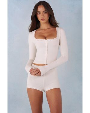 Oh Polly Knit Long-Sleeve Cardigan - White