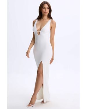 Oh Polly Modal Plunge Cut-Out Maxi Dress - White