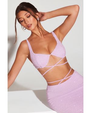 Oh Polly Embellished Underwired Strappy Crop Top - Purple