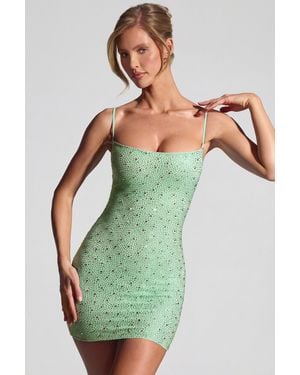 Oh Polly Embellished Bodycon Mini Dress - Green