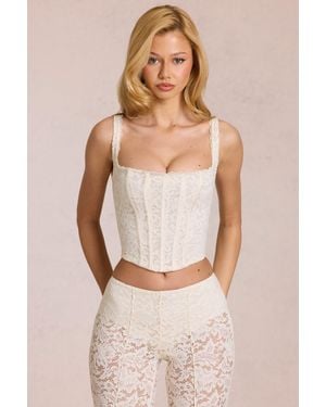 Oh Polly Lace Soft-Scoop Boned Corset Top - White