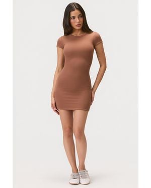 BO+TEE Buttercloud Cap Sleeve Mini Dress - Brown