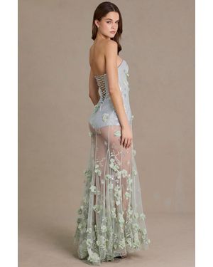 Oh Polly Embellished Tulle Corset Gown - Green