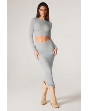 Oh Polly Embellished Low Rise Maxi Skirt - Blue
