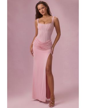 Oh Polly Mesh Draped Bridesmaid Dress - Pink