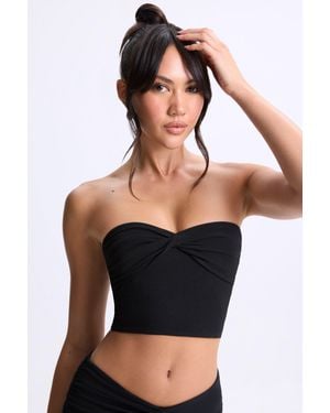 Oh Polly Modal Twist-Front Bandeau Top - Black