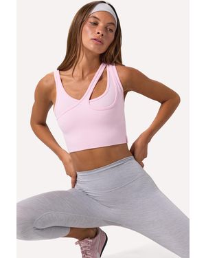 BO+TEE Seamless Soft Rib Asymmetric Sports Bra - Pink