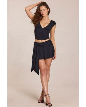 Oh Polly Modal Plunge Top - Black