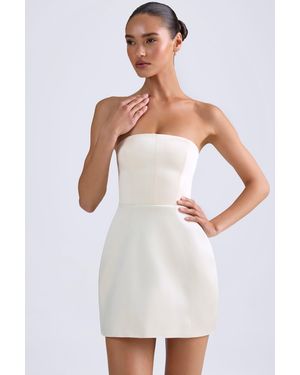 Oh Polly Bandeau Structured Tulip Mini Dress - White