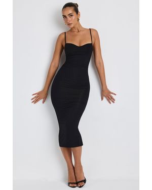 Oh Polly Modal Ruched Layered Midaxi Dress - Black