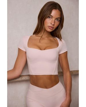 BO+TEE Soft Active Sweetheart-Neck Crop Top - Pink