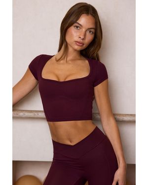 BO+TEE Soft Active Sweetheart-Neck Crop Top - Red