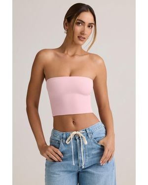 Oh Polly Modal Strapless Crop Top - Pink