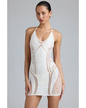 Oh Polly Embellished Halterneck Mini Dress - White
