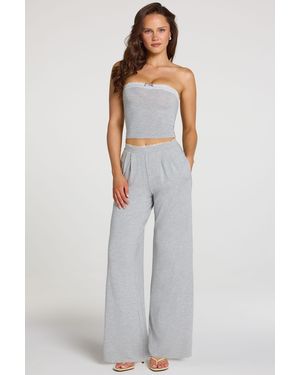 Oh Polly Modal Mid-Rise Wide-Leg Trousers - Grey