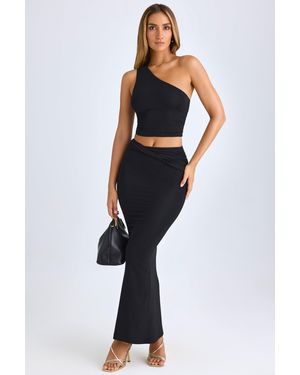 Oh Polly Modal Twist-Front Maxi Skirt - Blue