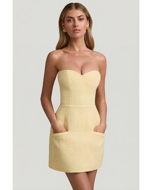 Oh Polly Sweetheart-Neck Strapless Structured Mini Dress - Yellow