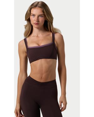 BO+TEE Soft Active Seam-Detail Sports Bra - Brown