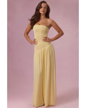 Oh Polly Jersey Strapless Gown - Yellow