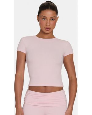 BO+TEE Buttercloud Slouchy Off-Shoulder Top - Pink